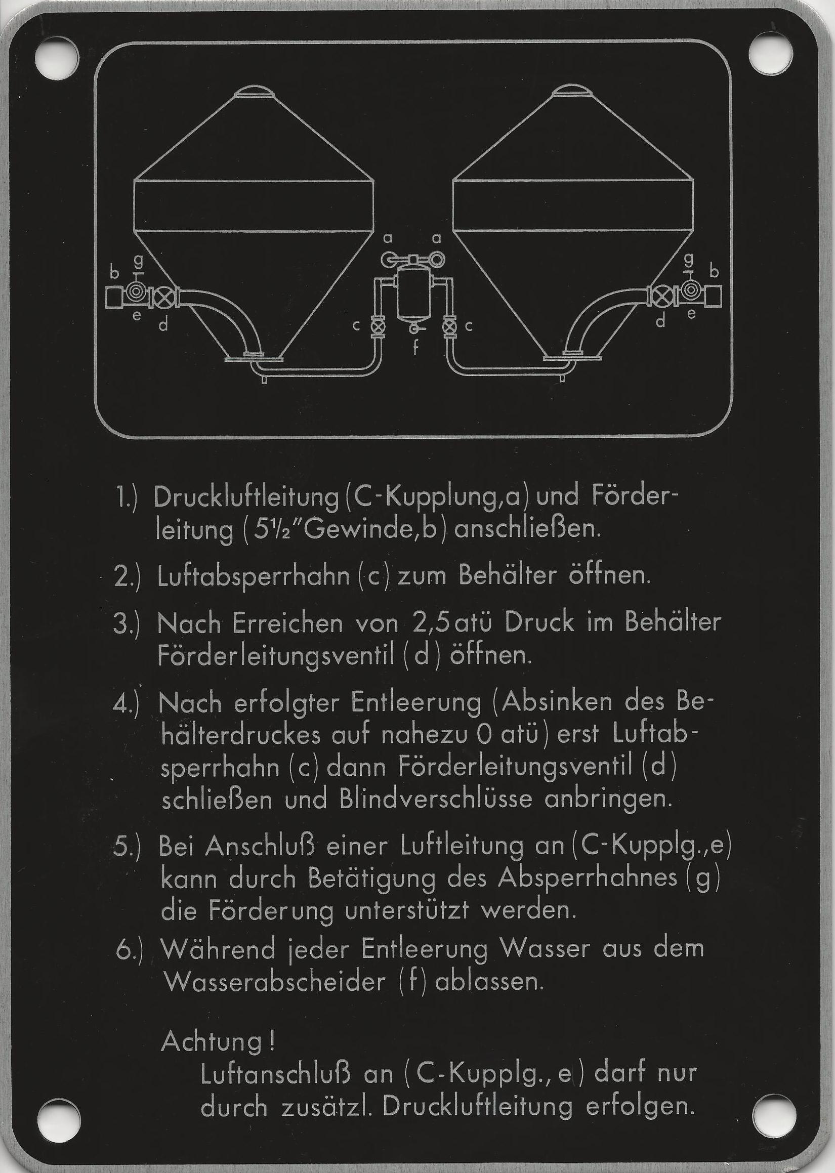 SCHILD BEDIENUNG UCS/STW